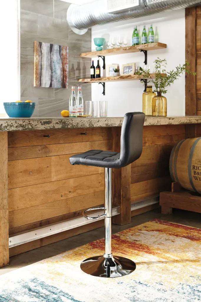 Ashley Bellatier Tall UPH Swivel Barstool - Black/Chrome Finish