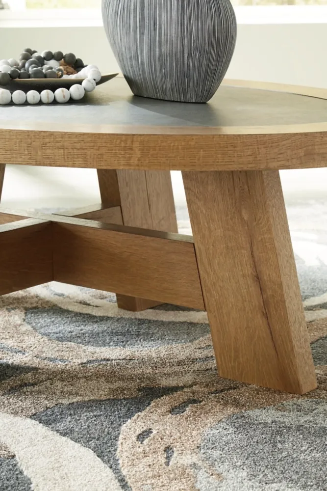 Ashley Brinstead Oval Cocktail Table - Light Brown