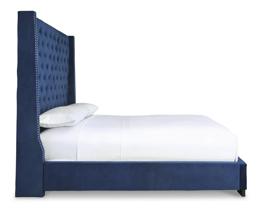 Ashley Coralayne Upholstered Queen Bed - Blue with Foundation M98