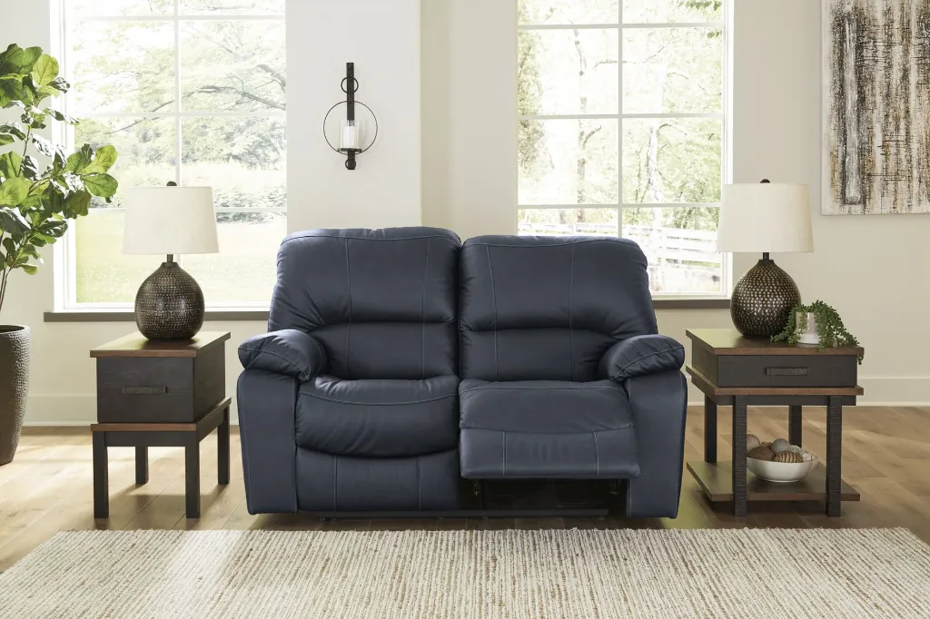 Ashley Leesworth Leather Reclining Loveseat - Ocean