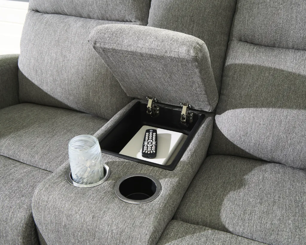 Ashley Moreau Place DBL Rec Loveseat w/Console - Sterling