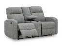 Ashley Moreau Place DBL Rec Loveseat w/Console - Sterling
