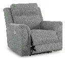Ashley Overflow Power Recliner/ADJ Headrest - Steel