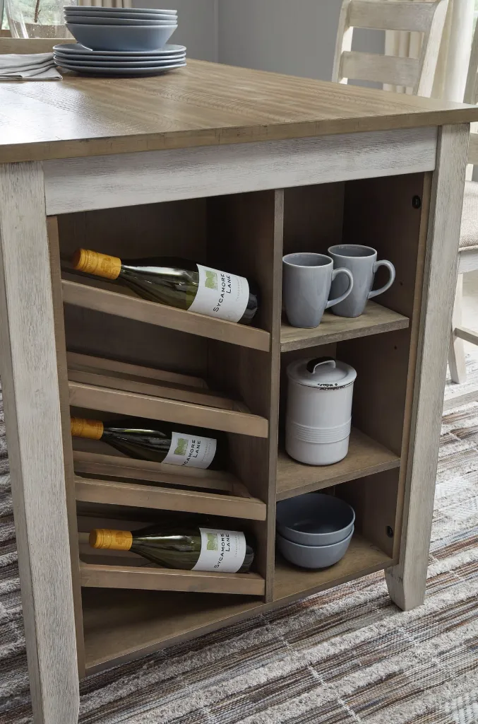 Ashley Skempton RECT Counter Table w/Storage - White/Light Brown