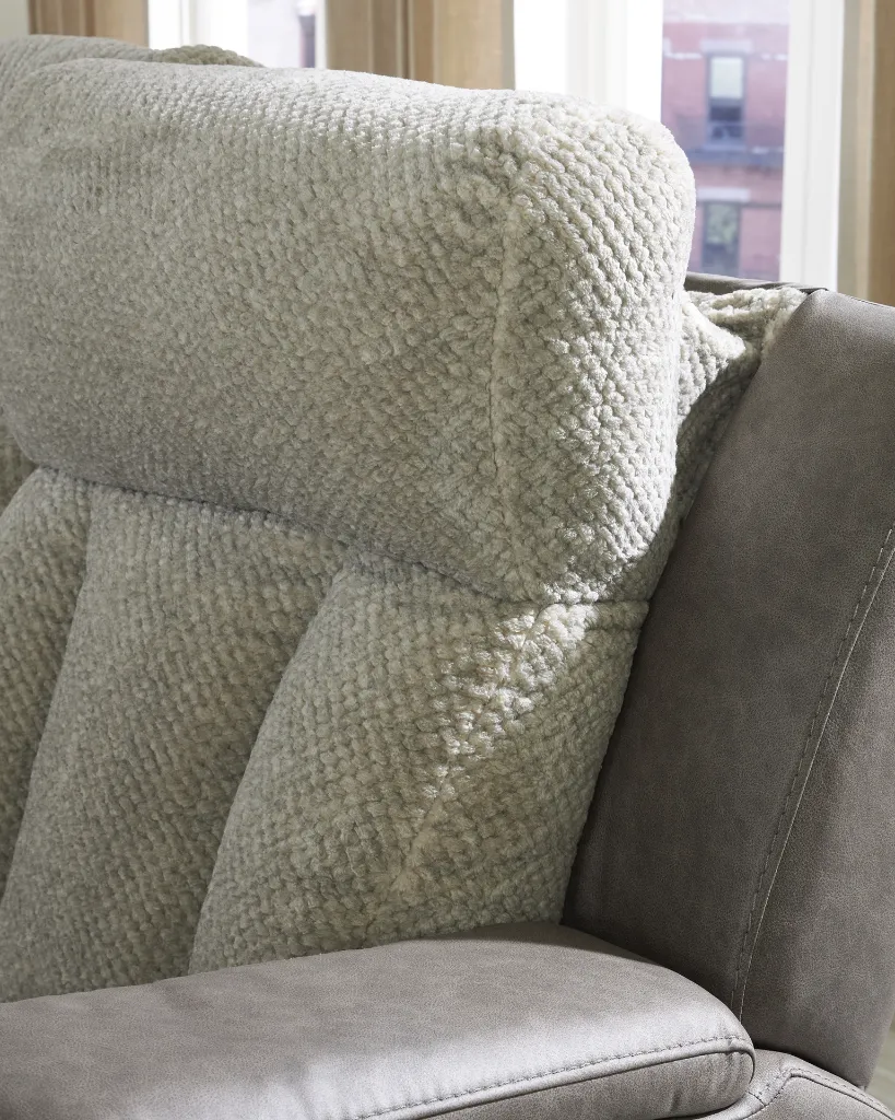Ashley Stately Check Dual Power Reclining Sofa