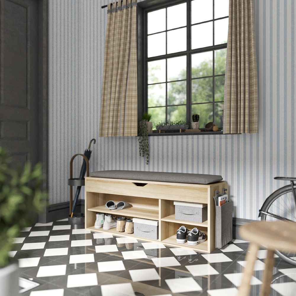 [19192308] KC-Play Link Warm Shoe Cabinet SH120-Lindberg Oak/Grey Cushion