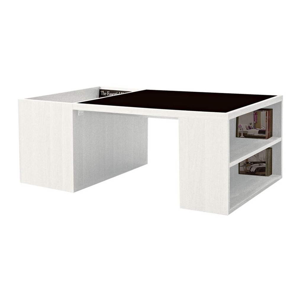 Montina Coffee Table - White - Black Glass