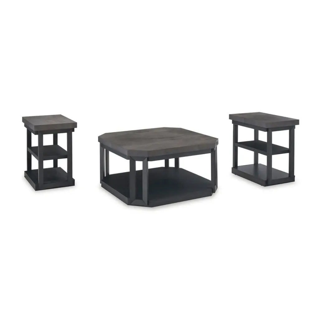 [T396-13] Ashley Bonilane Occasional Table Set (3/Cn) - Black/Gray
