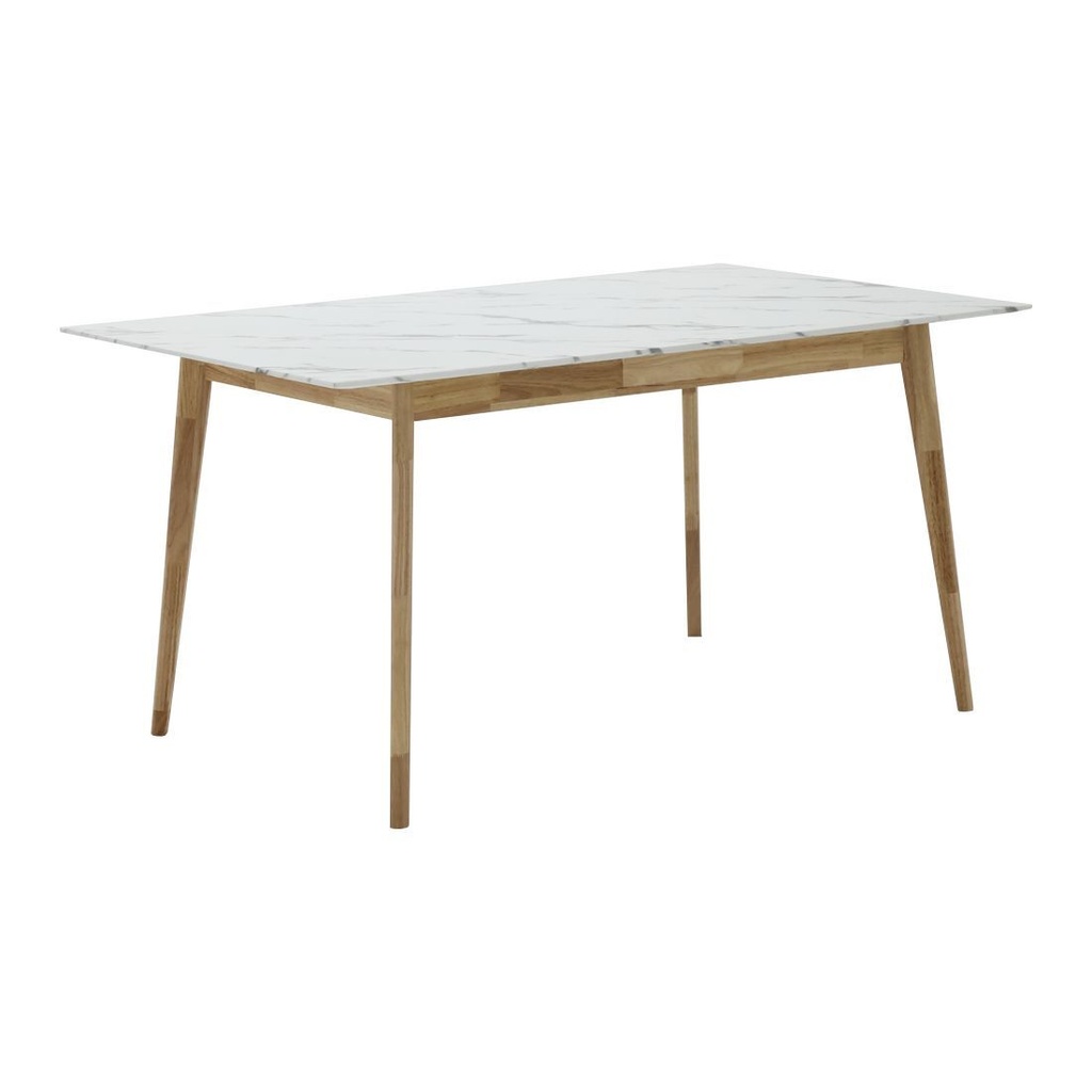 [19237039] Bari Dining Table 150cm White Stone Pattern/Rubber Wood