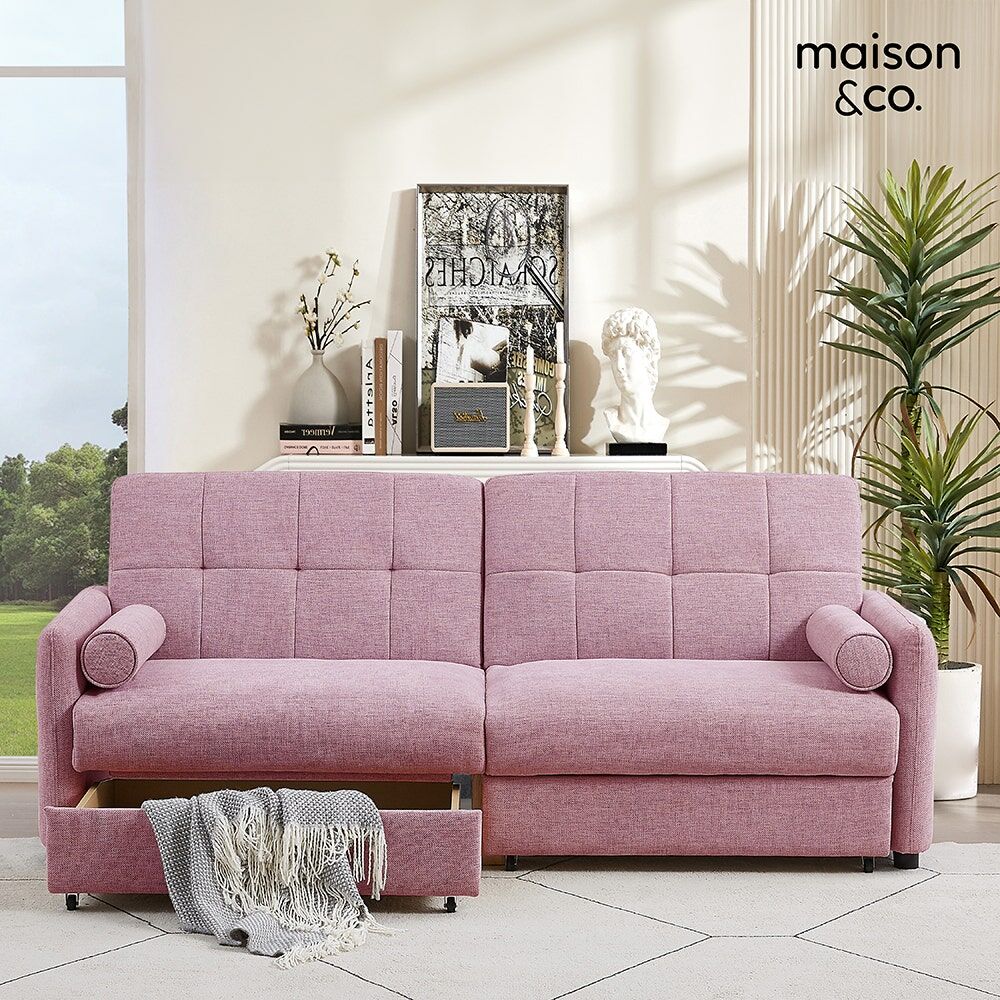 Corte Sofa Bed 2Seater - Black Leg/Pink Fabric