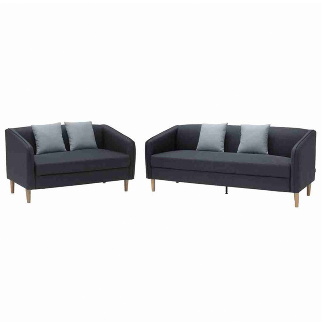 Crech Sofa Set 3+2 Seater - Fabric/ Dark-Blue/Grey Pillow